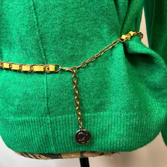 Accessories - Women's Vintage Escada Chain Belt Gold Tone Logo Charm Adjustable Designer Belt